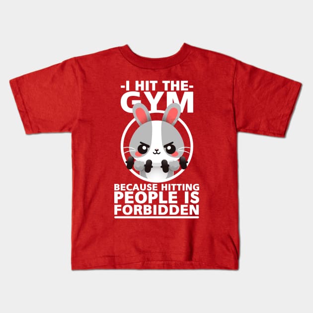 Bunny hit the gym Kids T-Shirt by NemiMakeit